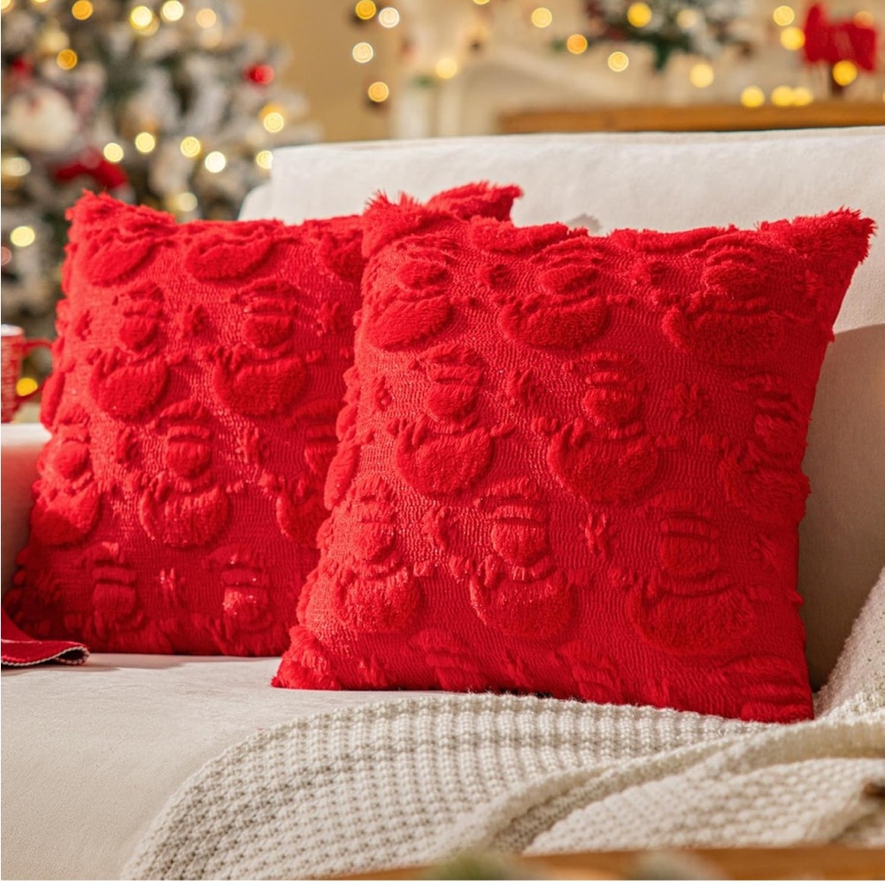 Cozy Red Snowman Holiday Pillow covers